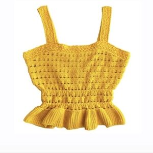 J.Crew Crochet Ruffle Sweater Tank Gold Medium NWOT